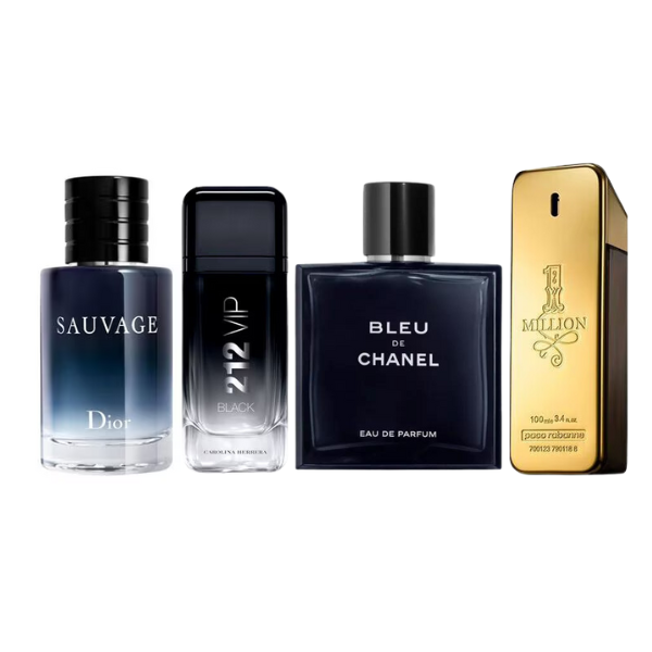 Kit 4 perfumes - sauvage + 212 vip + one million + bleu